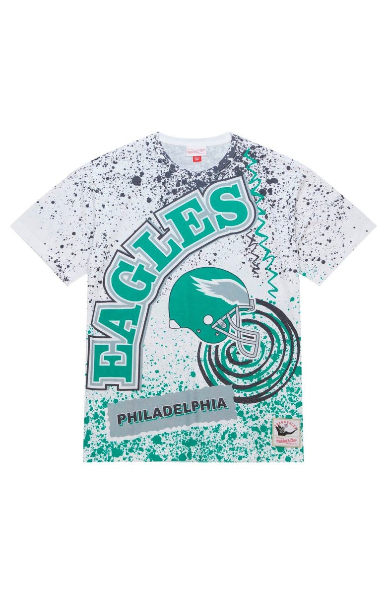 Mitchell & Ness Men's Mitchell & Ness White Philadelphia Eagles Team Burst Sublimated T-Shirt, Alternate, color, White