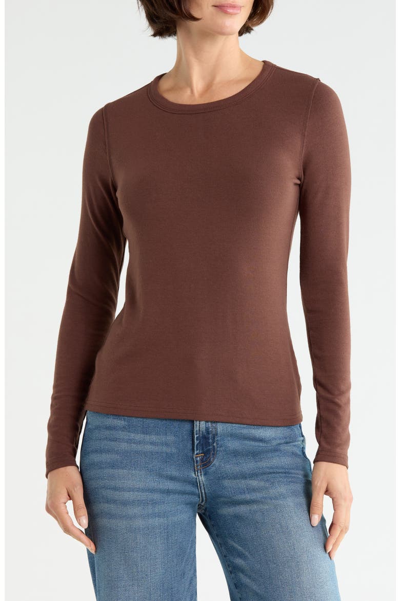 Exposed Seam Long Sleeve T-Shirt, Main, color, BROWN CHICORY