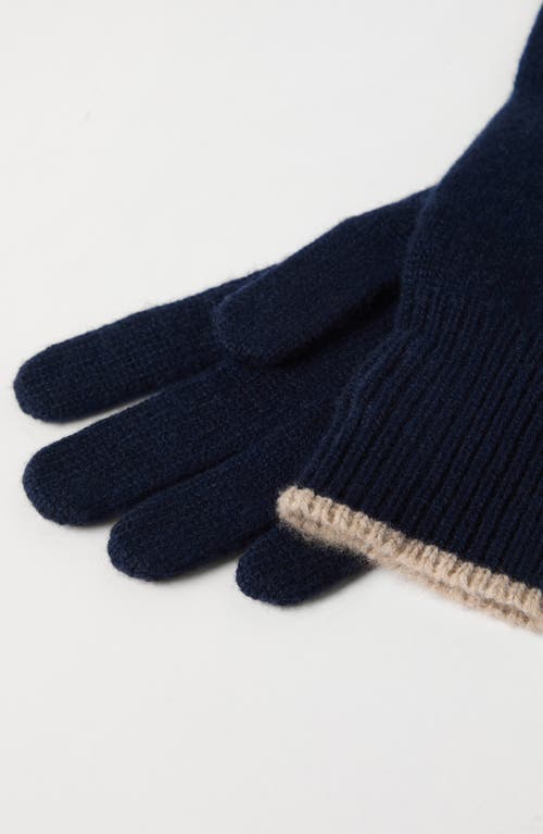Brunello Cucinelli Knit Gloves In Navy Blue