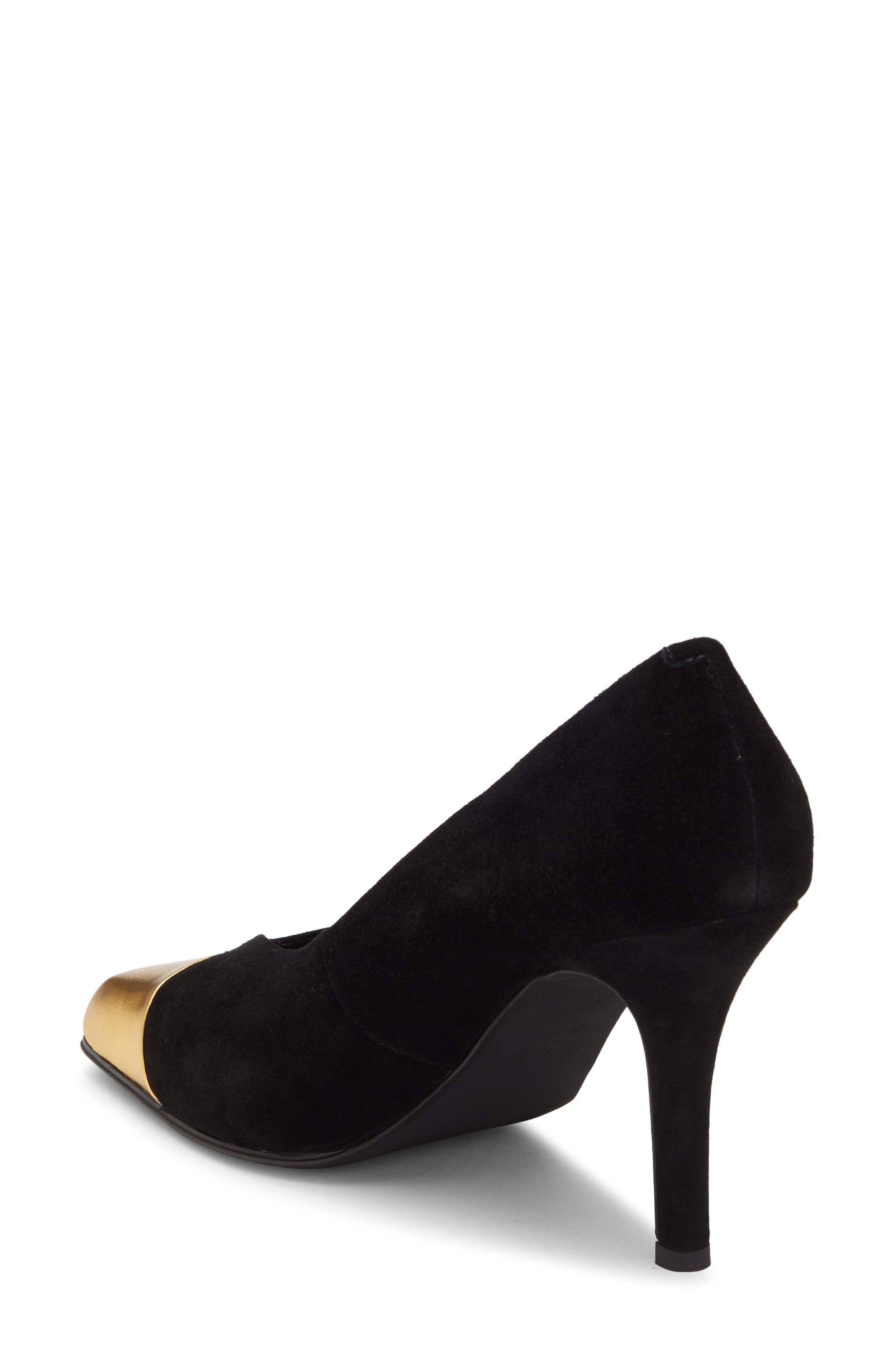 Sound Cap Toe Pump, Alternate, color, BLACK SUEDE GOLD COMBO