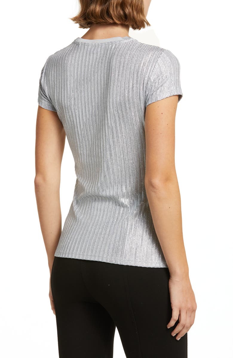 Ted Baker London Catrino Metallic Stripe Fitted Tee, Alternate, color, 