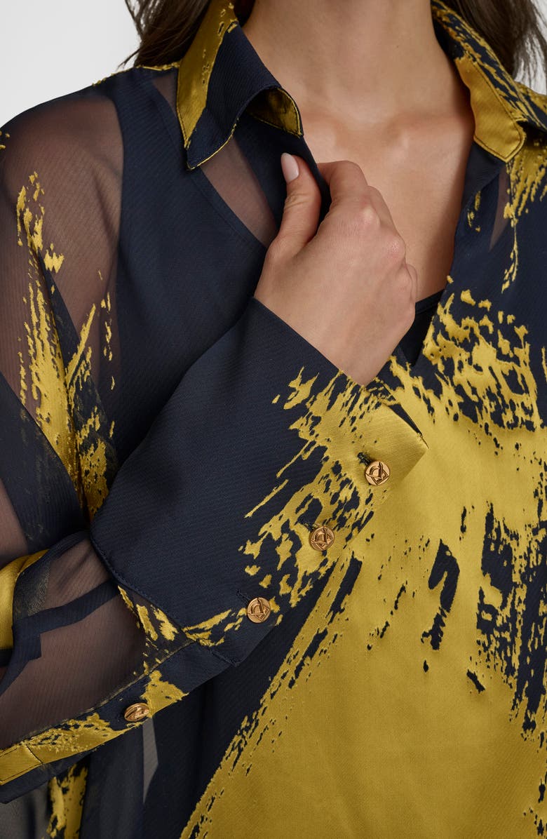 Donna Karan New York Print Collar Tunic Top, Alternate, color,