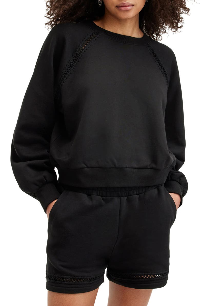 AllSaints Ewelina Cotton Sweatshirt, Main, color, 