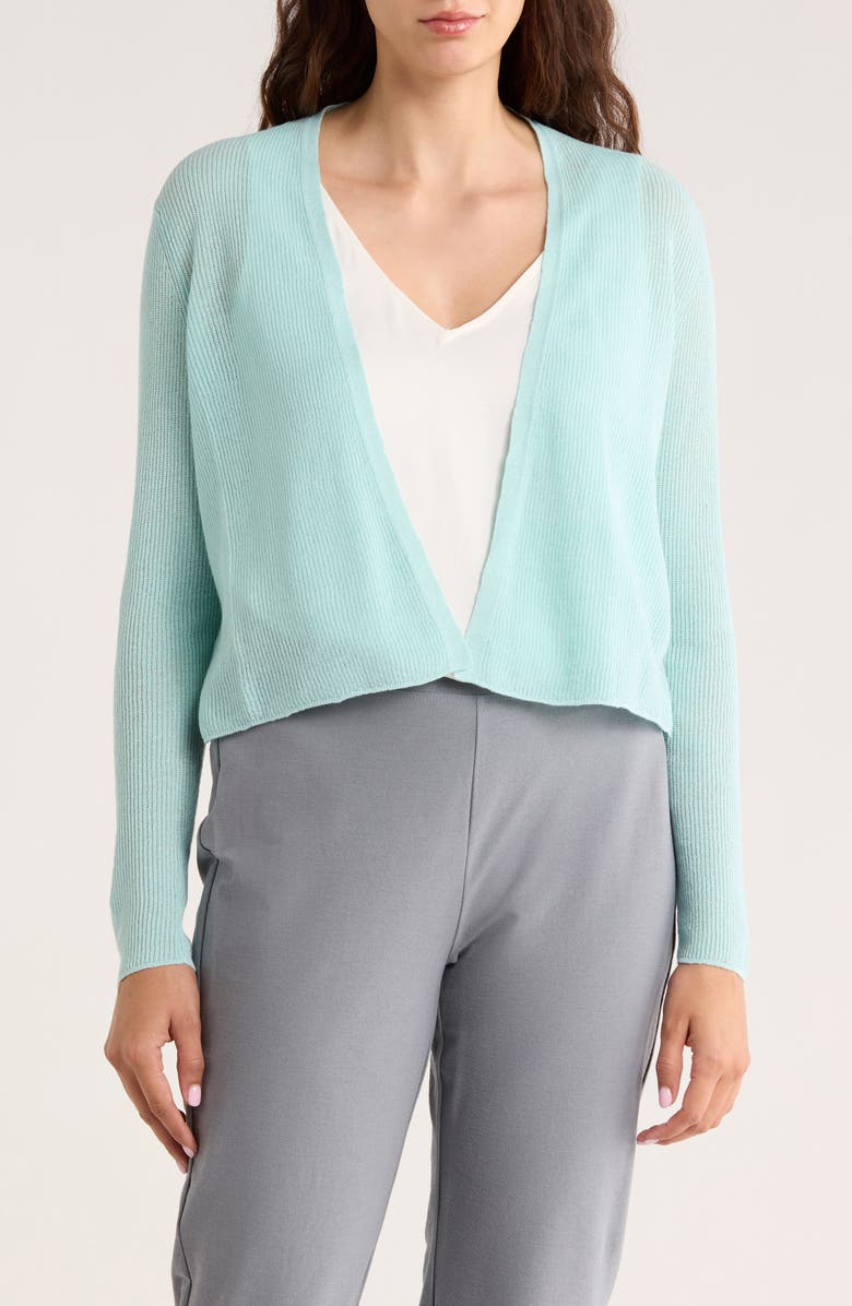 Eileen Fisher Organic Linen & Organic Cotton Blend Cardigan, Main, color, Pool