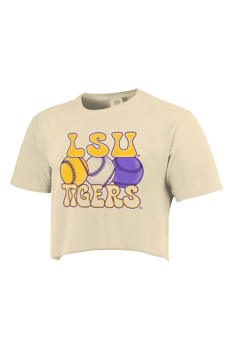 Women's Natural LSU Tigers Comfort Colors Baseball Cropped T-Shirt, Alternate, color, Natural