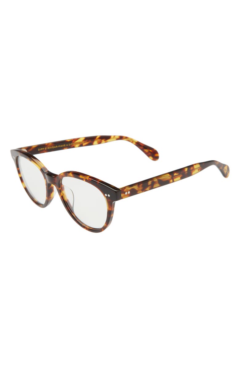 DIFF Carly 48mm Round Optical Glasses, Alternate, color, Amber Tortoise