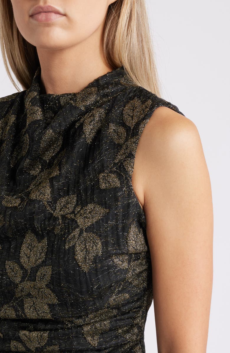 Vince Camuto Metallic Leaf Print Bodycon Dress, Alternate, color, 