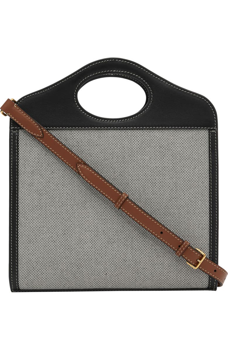 Burberry Mini Horseferry Logo Canvas & Leather Pocket Bag, Alternate, color,