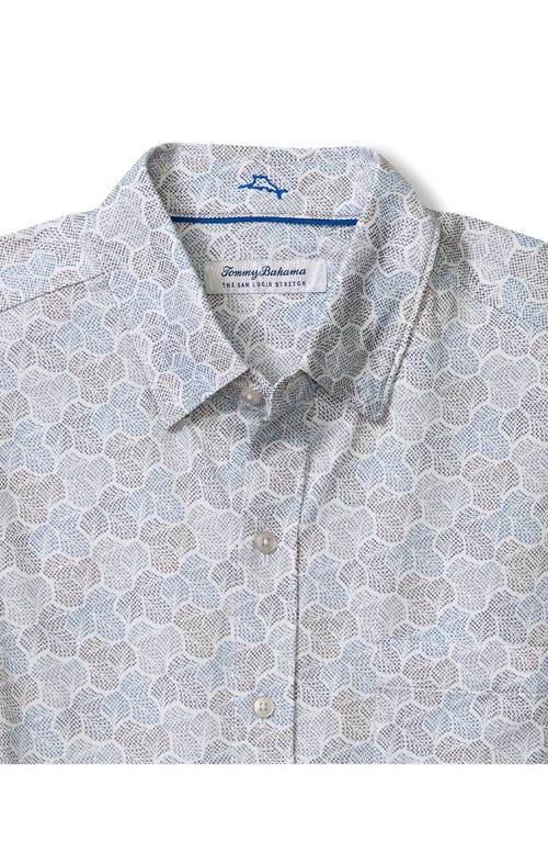 Tommy Bahama San Lucio Tri Leaf Geo Print Islandzone® Short Sleeve Button-up Shirt In Avalanche