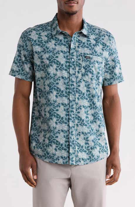 Botanical Print Short Sleeve Button-Up Shirt