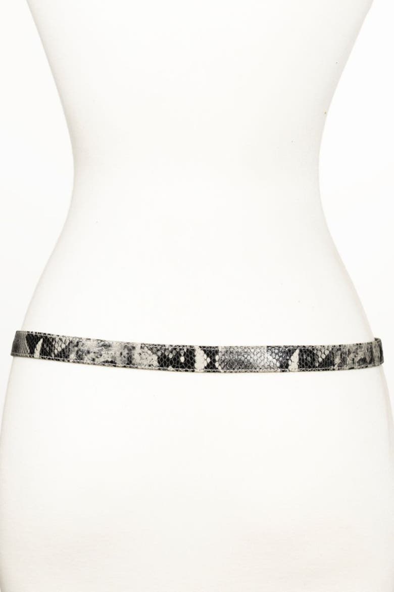 Small Snake Buckle Leather Belt, Alternate, color, Gray