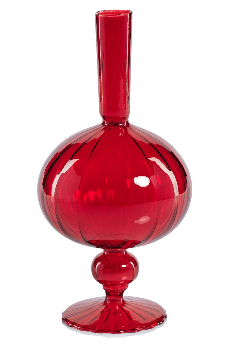 Vellum Set of 2 Spiral Decorative Glass Vases, Main, color, RED