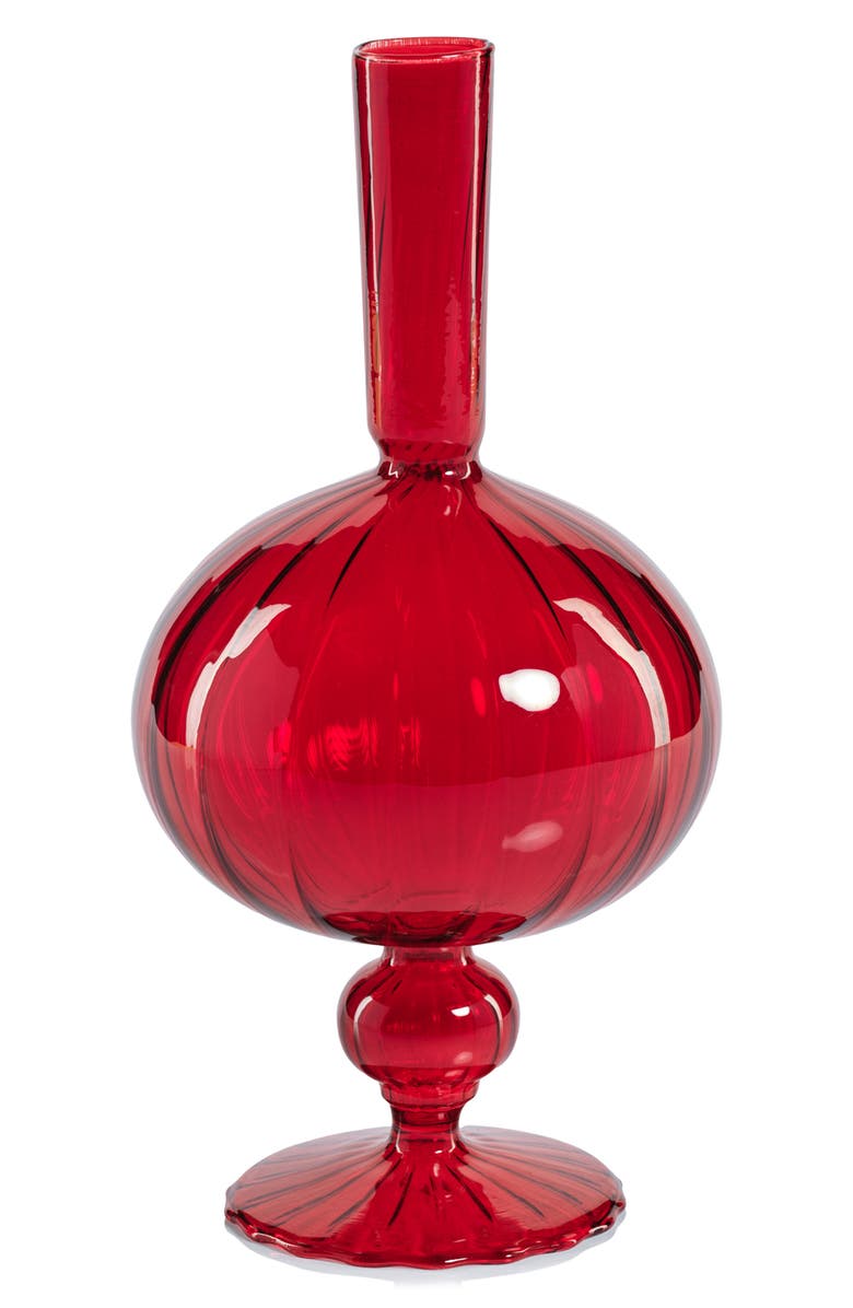 Zodax Vellum Set of 2 Spiral Decorative Glass Vases, Main, color, Red