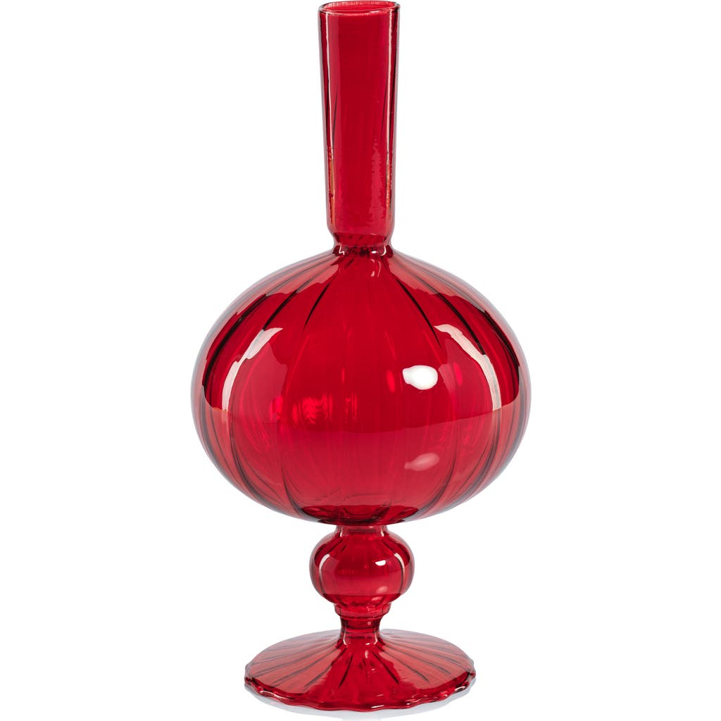 Zodax Vellum Set Of 2 Spiral Decorative Glass Vases In Red