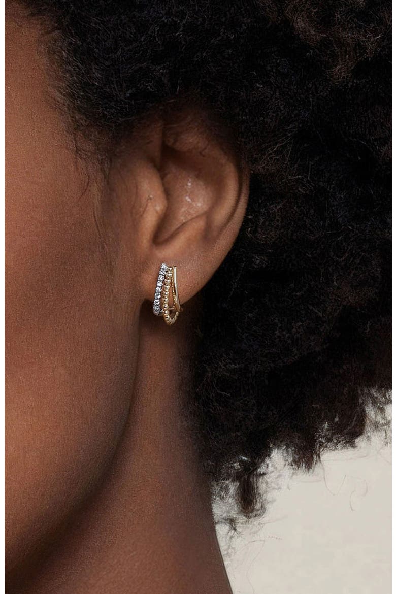 Bujukan Beaded Layered J-Hoop Earrings, Alternate, color, TWO TONE