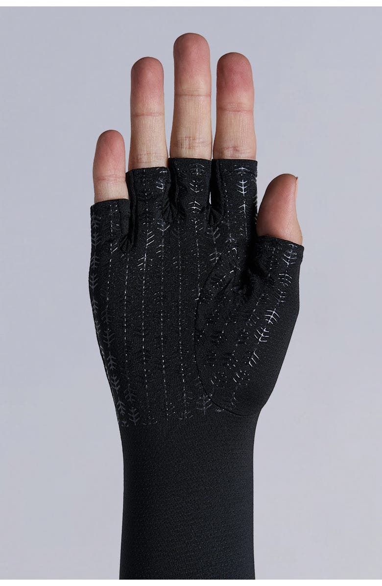 Coolibar Fingerless Mid-length UV Sun Gloves - UPF 50+ Sun Protection - Bona, Alternate, color, Black