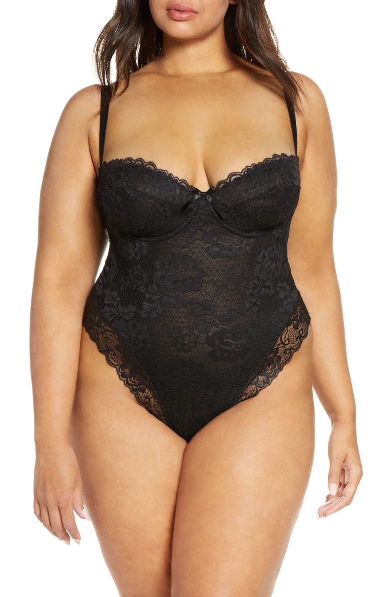 Oh La La Cheri High Leg Underwire Lace Teddy, Main, color,