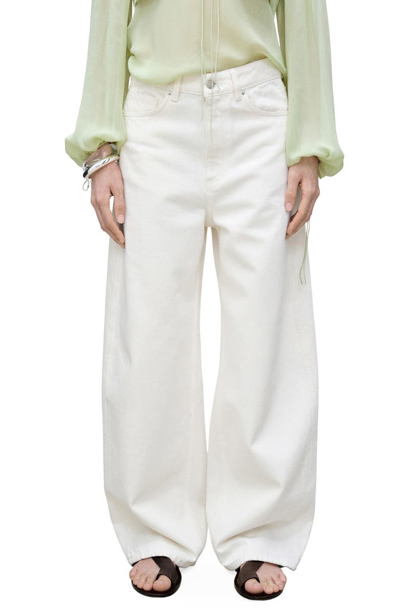 MANGO High Waist Barrel Jeans, Main, color, Off White