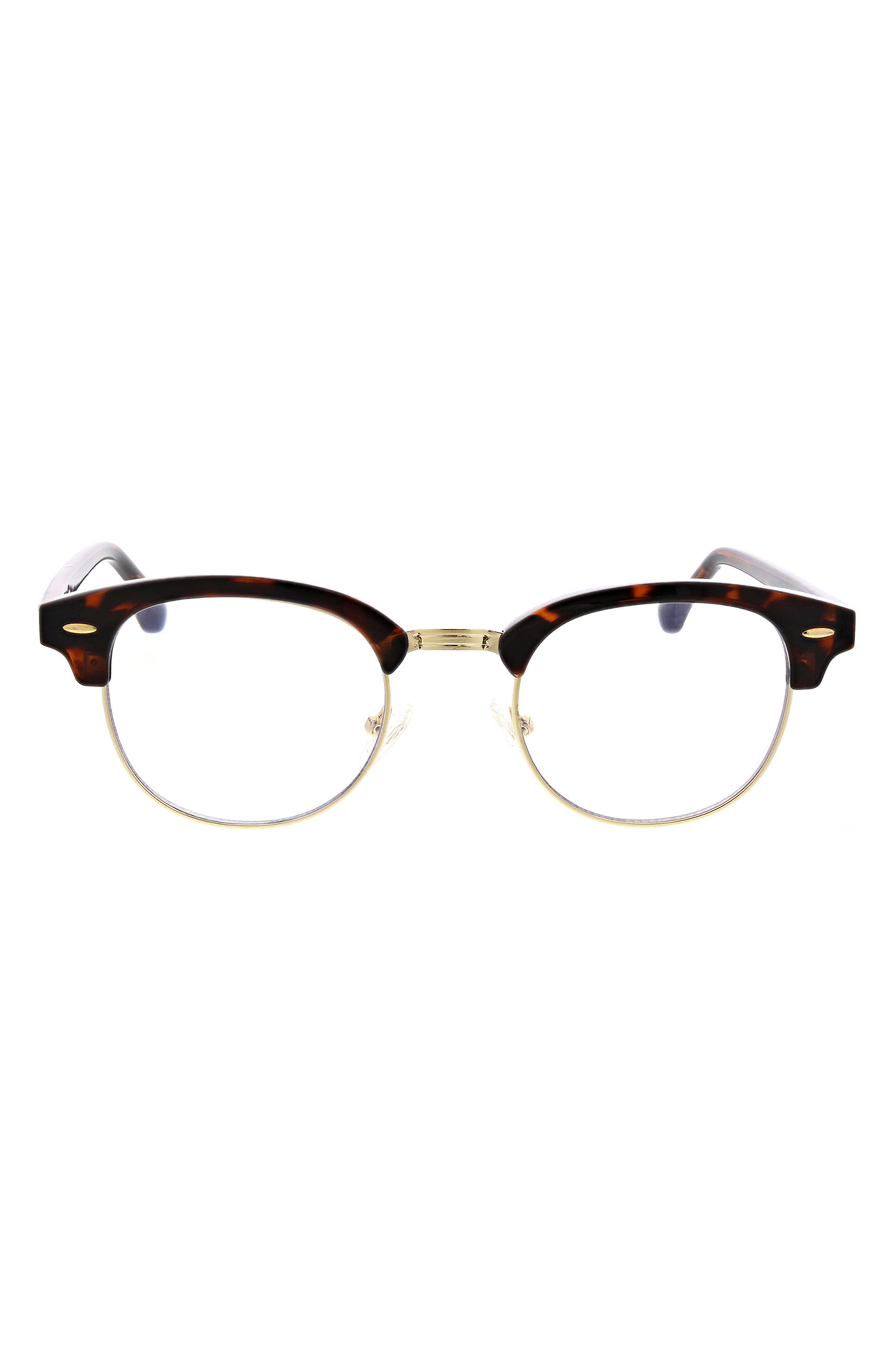Oscar de la Renta 49mm Retro Half Rim Blue Light Blocking Reading Glasses