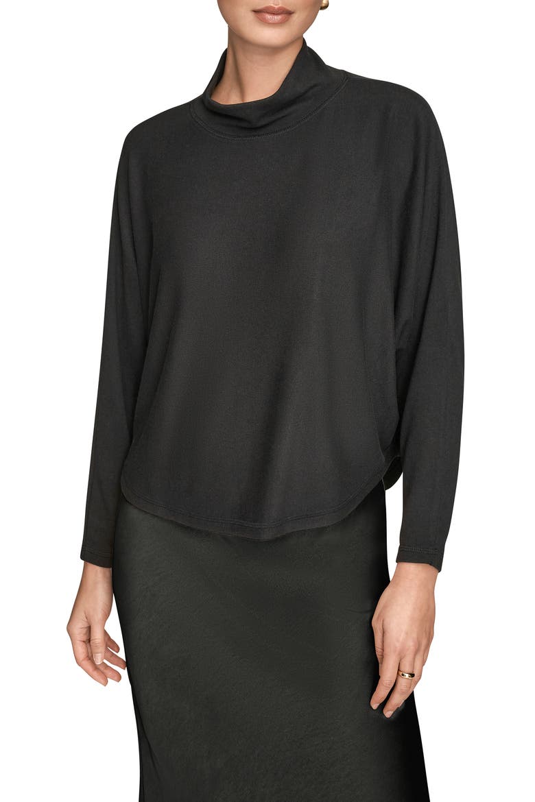 Mock Neck Sweater, Main, color, BLACK