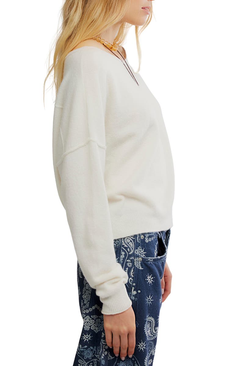 Free People See Me Bateau Neck Sweater, Alternate, color, White Combo