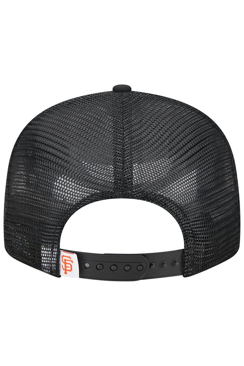 Men's New Era Black San Francisco Giants Team Color Trucker 9FIFTY Snapback Hat, Alternate, color, Black