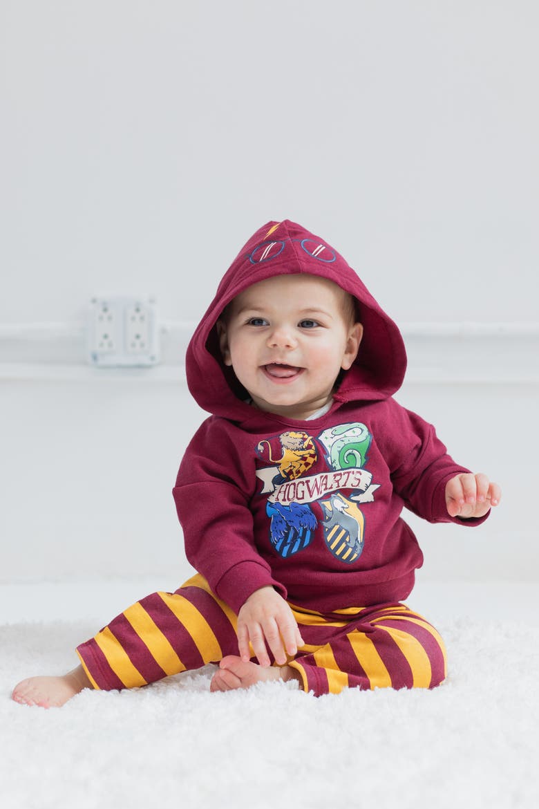 3-Piece Hoodie Bodysuit and Pants Set, Alternate, color, Maroon Oatmeal