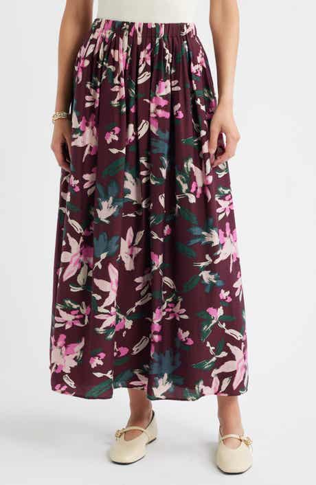 Caslon® Print Pleated Maxi Skirt