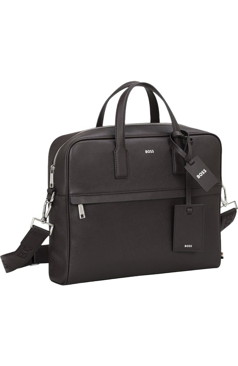 HUGO Zair Bonded Leather Document Case, Alternate, color, Dark Brown