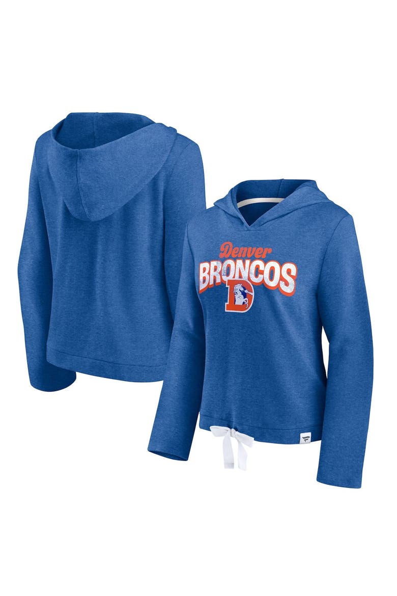 Women's Fanatics Branded Heathered Royal Denver Broncos First Team Flowy Pullover Hoodie, Alternate, color, Heather Royal