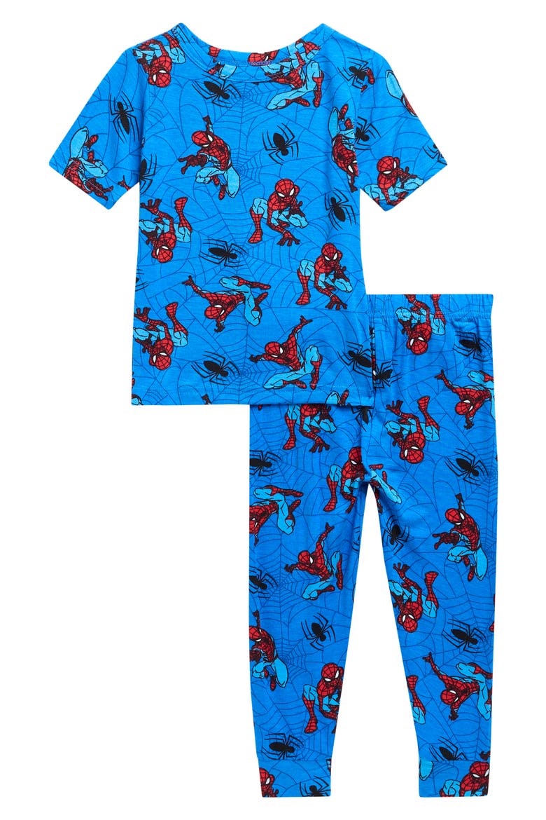 Spider-Man Fitted Two-Piece Pajamas, Main, color, BLUE