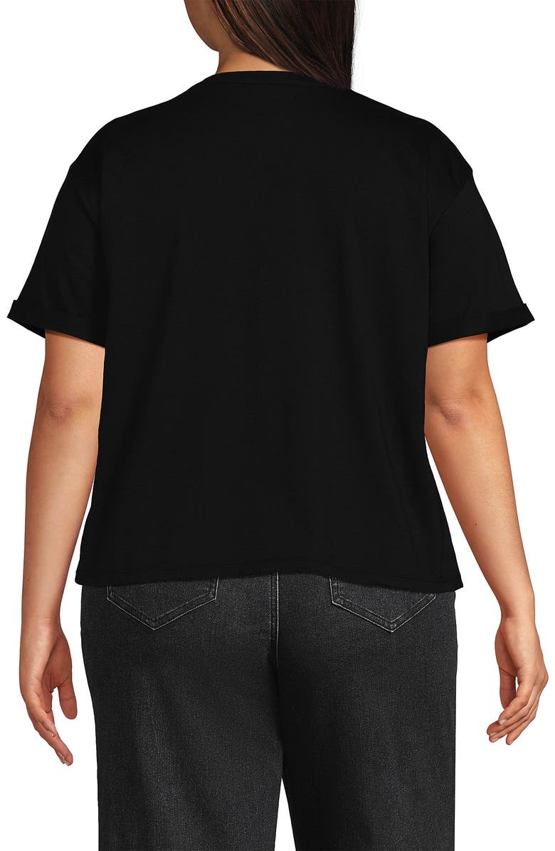 Lands' End Oversized Supima Short Sleeve Crew Neck T-Shirt, Alternate, color, Black
