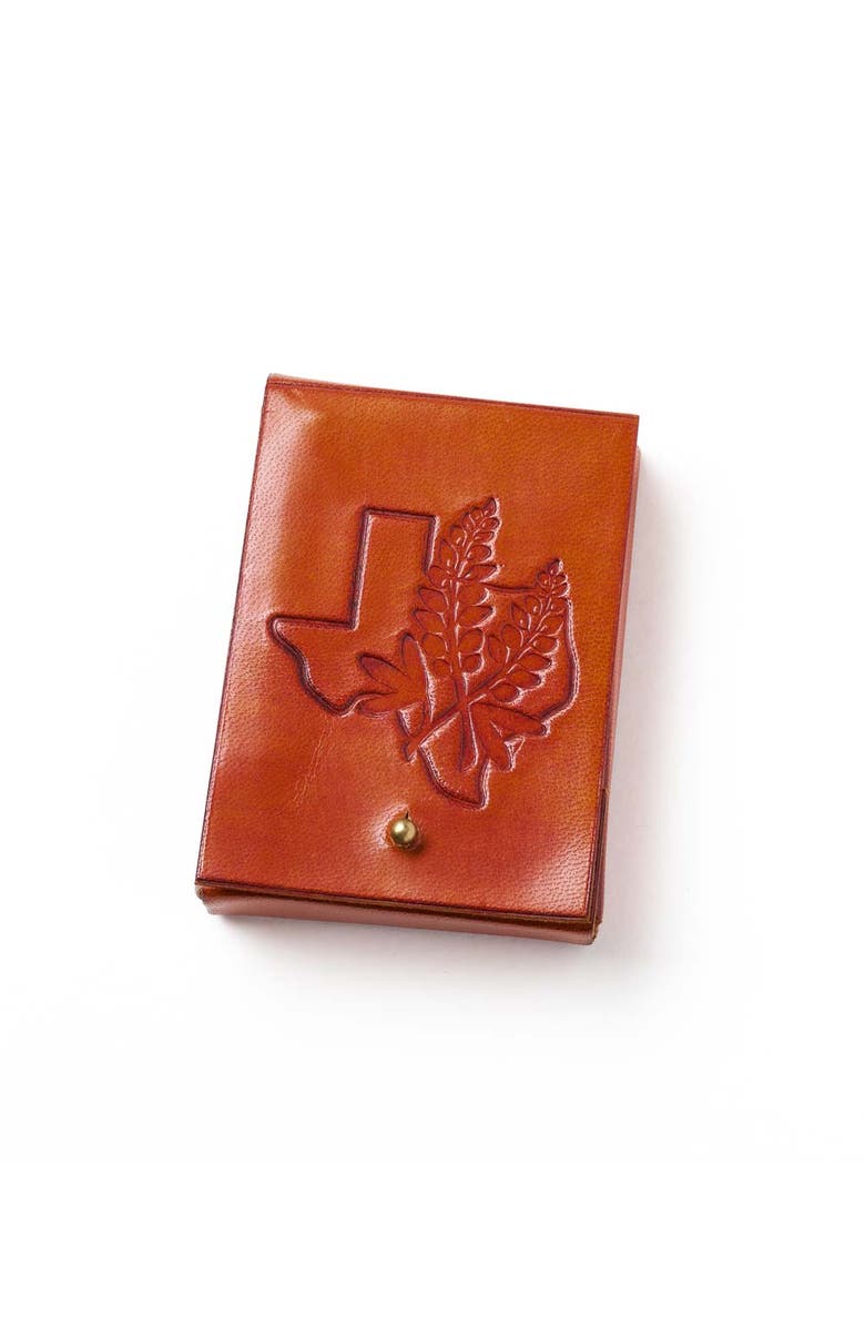 Matr Boomie Texas Bluebonnet Leather Playing Cards Set, Main, color, Red