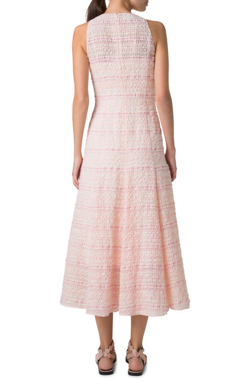 Akris Punto Ribbon Tweed Midi Dress In Pale Pink-multicolor