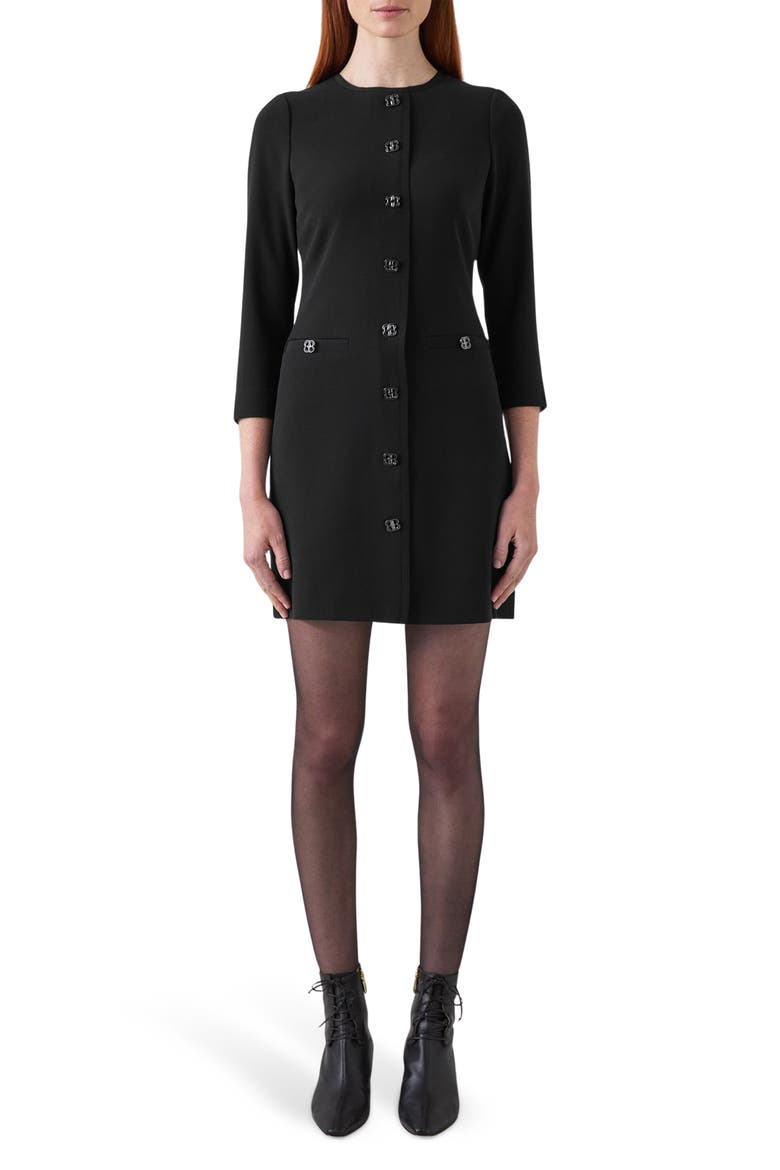 Claire Stretch Crepe Minidress, Main, color, BLACK