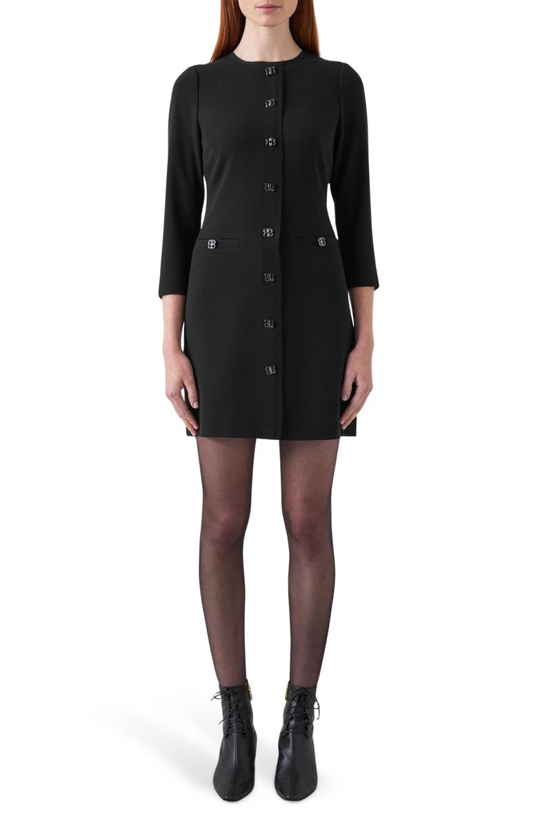 LK Bennett Claire Stretch Crepe Minidress, Main, color, Black