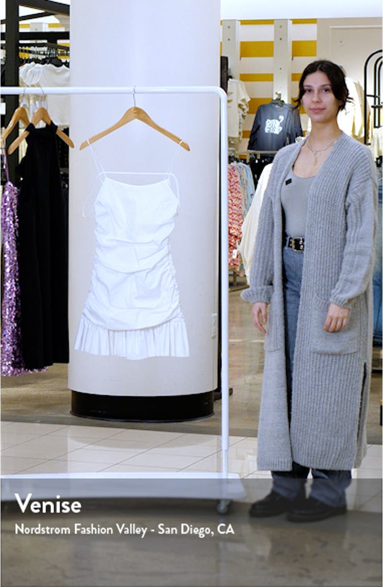 Ruched Ruffle Trim Cotton Blend Dress, sales video thumbnail