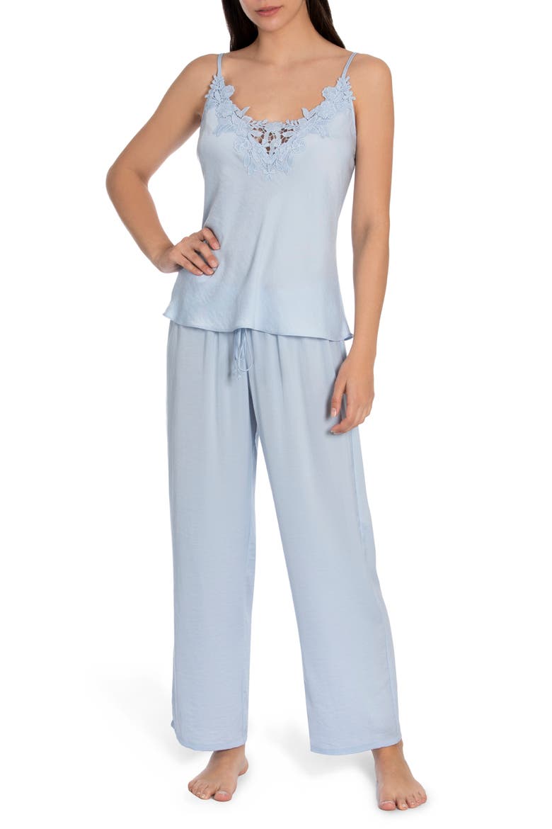 Pearl Satin & Lace Pajamas, Main, color, SKY BLUE