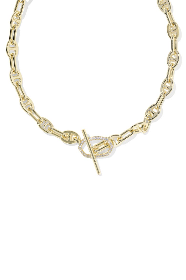 Elisa Toggle Link Chain Necklace, Alternate, color, GOLD WHITE CUBIC ZIRCONIA