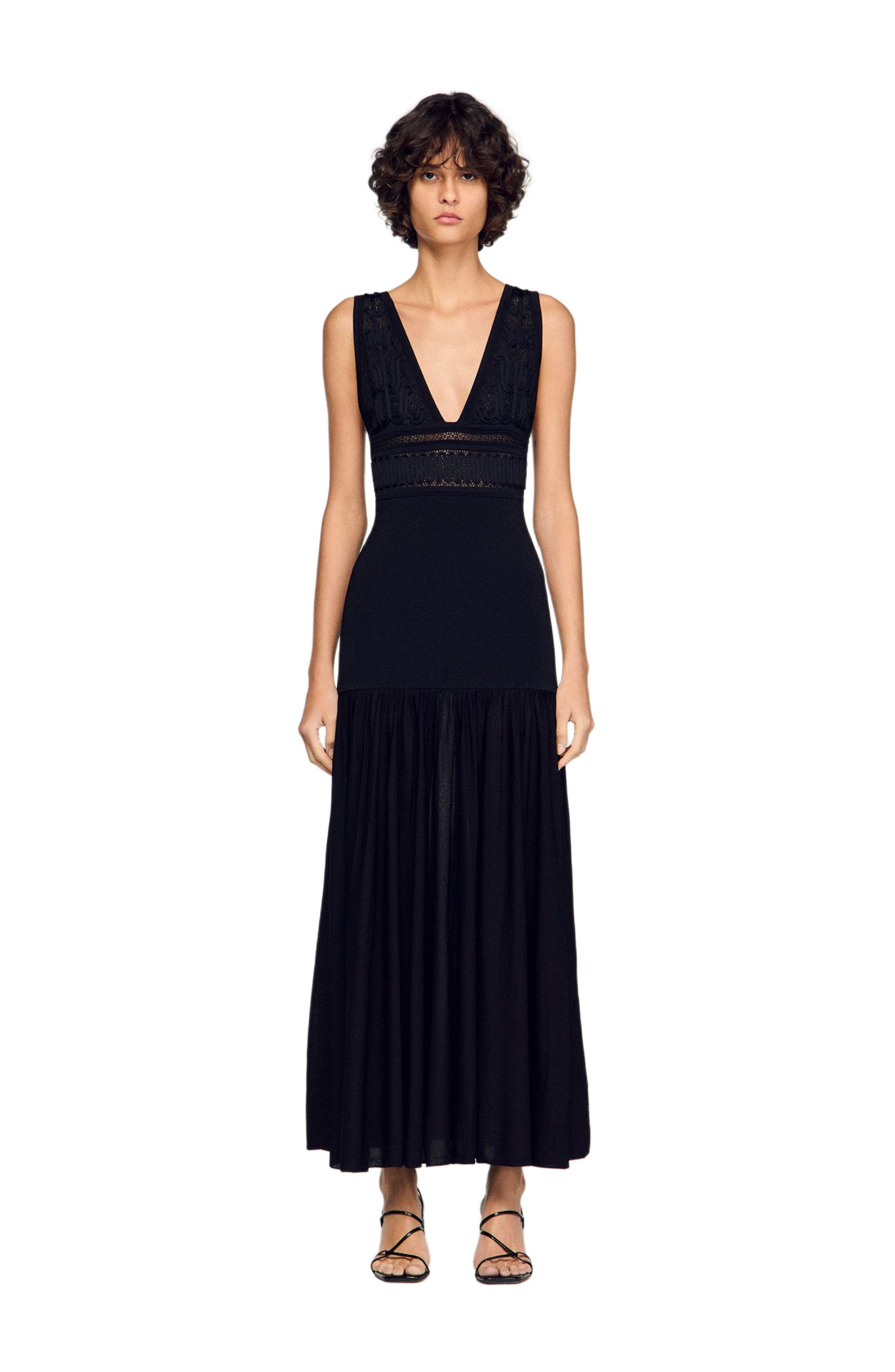 Ruffled knit maxi dress