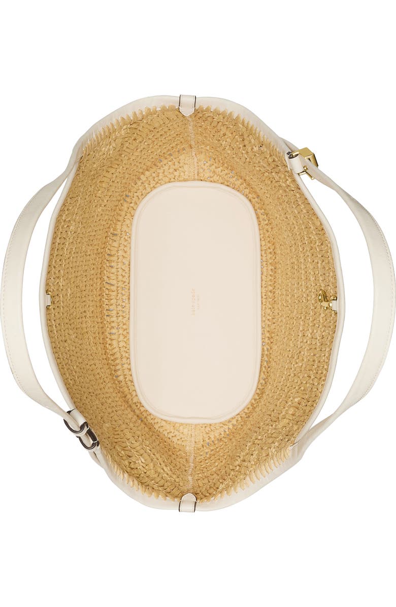 Kate Spade New York deco straw small tulip tote bag, Alternate, color,