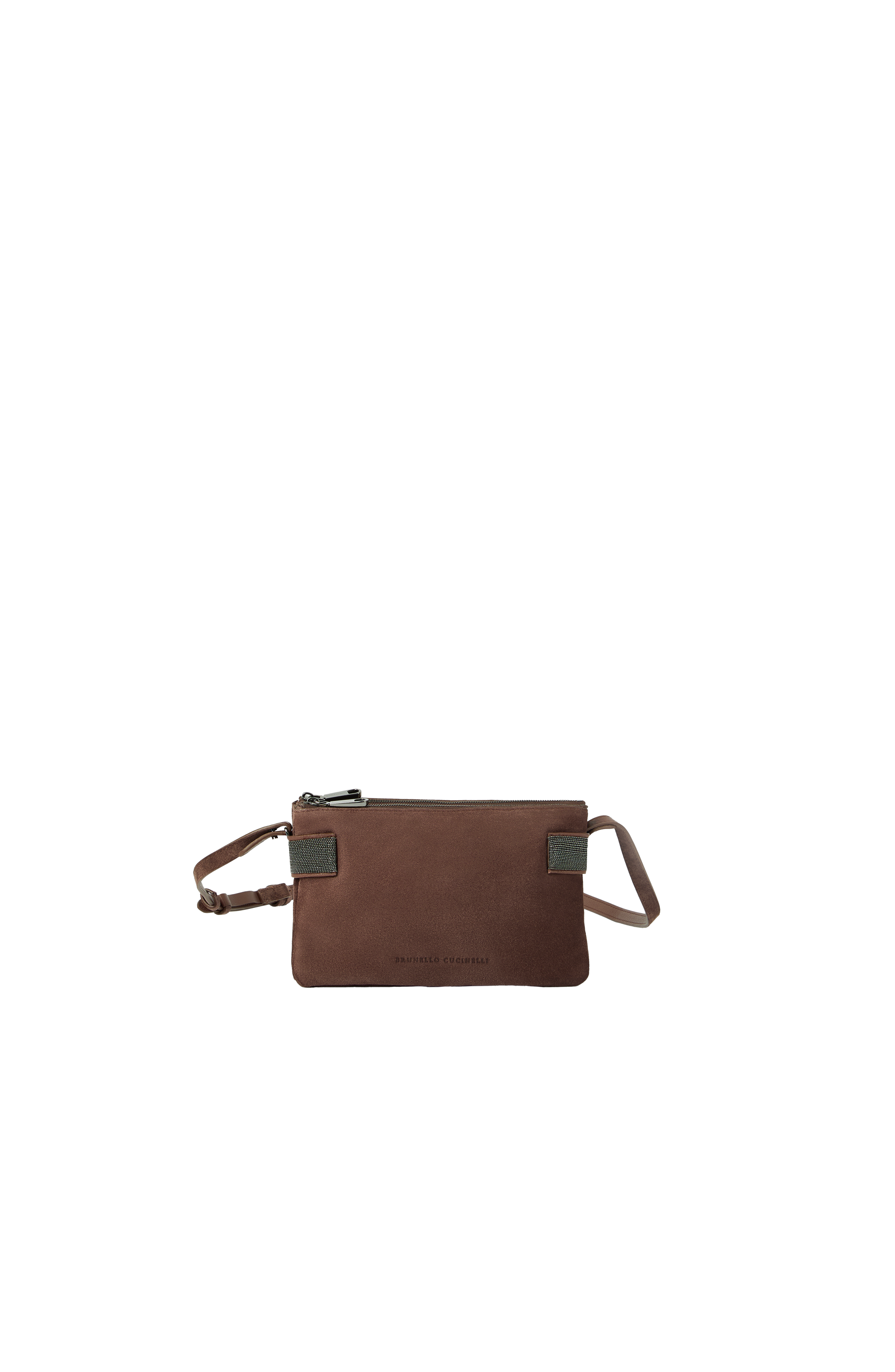 Essence mini shoulder bag in suede with precious bands, Alternate, color, Burgundy