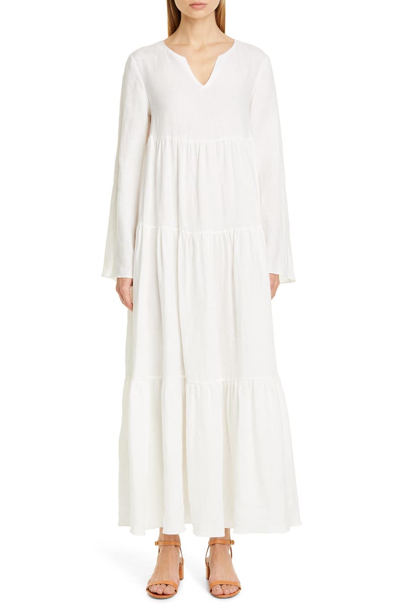 Mansur Gavriel Bohemian Long Sleeve Linen Maxi Dress, Main, color,
