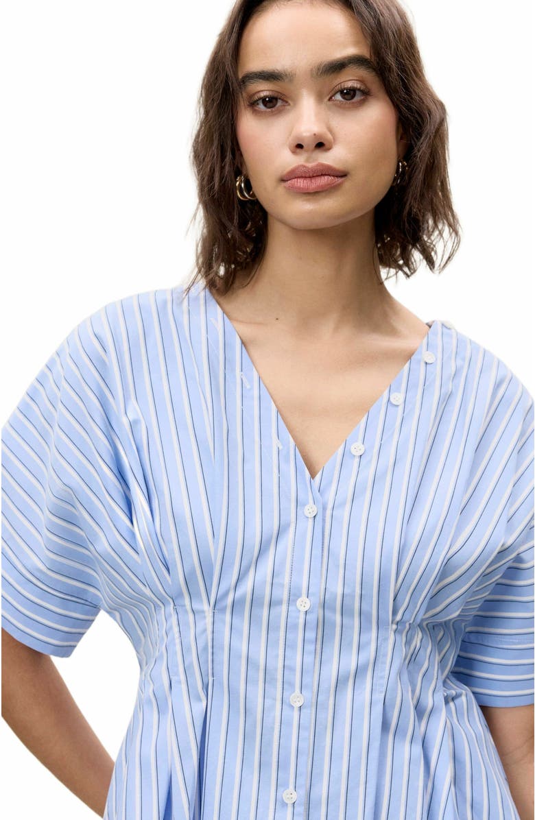 Rebecca Taylor Priya Poplin Top, Alternate, color, Blue Stripe Combo
