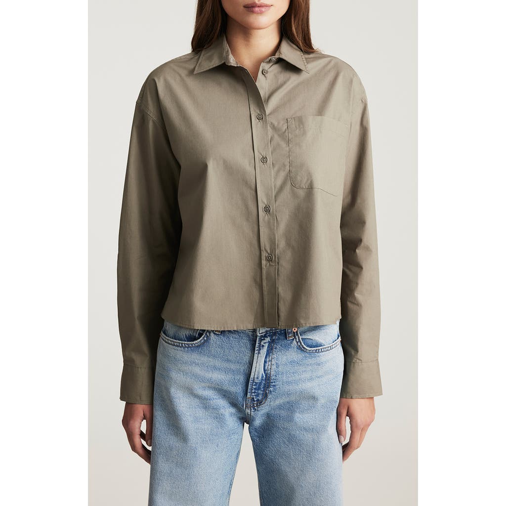 Mavi Jeans Crop Cotton Button-up Shirt In Green