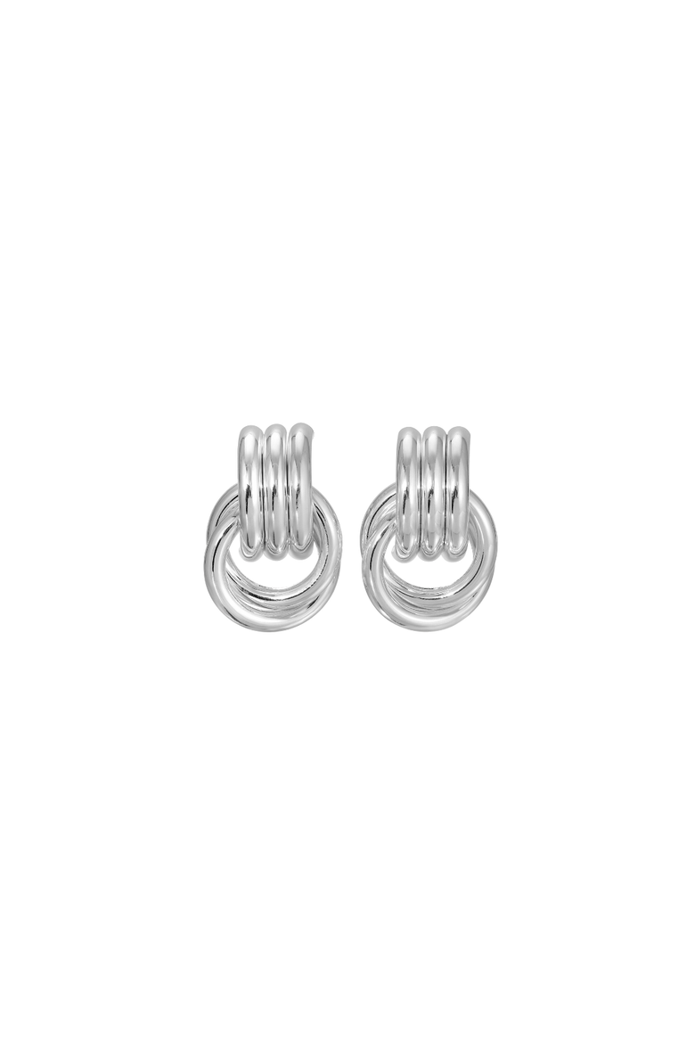 Mini Knot Earrings, Main, color, Silver