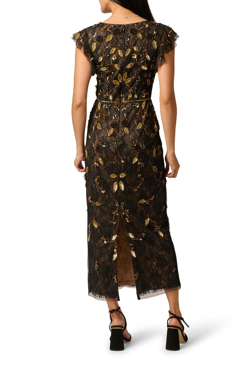 Beaded Lace Gown, Alternate, color, BLACK/ GOLD