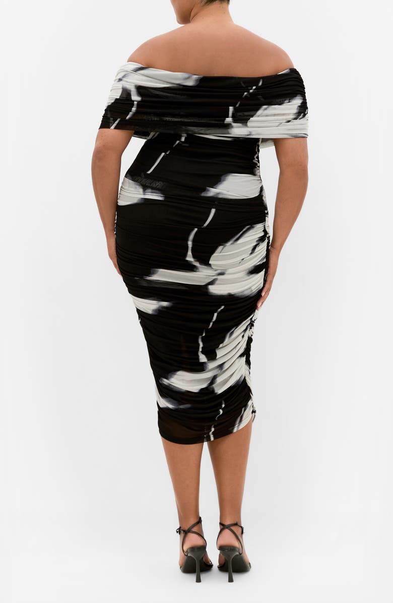 City Chic Dana Mesh Midi Skirt, Alternate, color, Black Blur