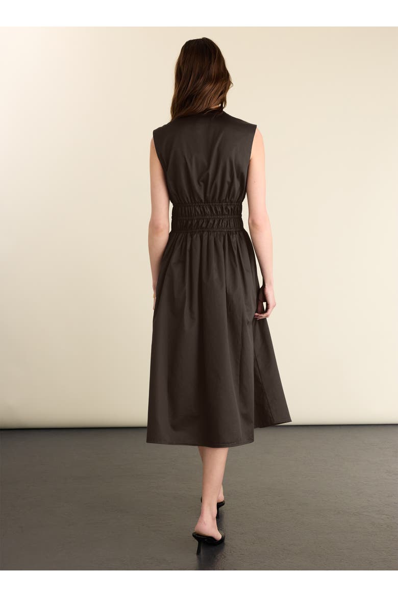 Kyrah Cotton Waisted Midi Dress, Alternate, color, Dark Chocolate
