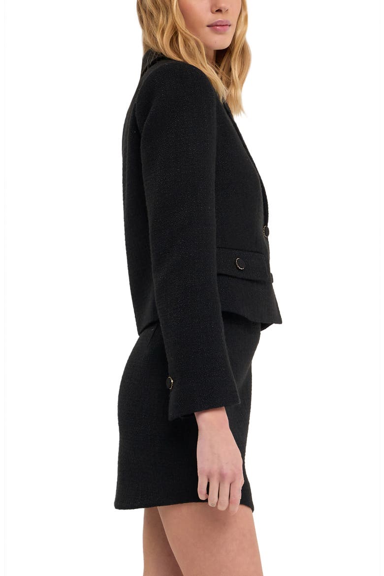 Crop Tweed Blazer, Alternate, color, BLACK